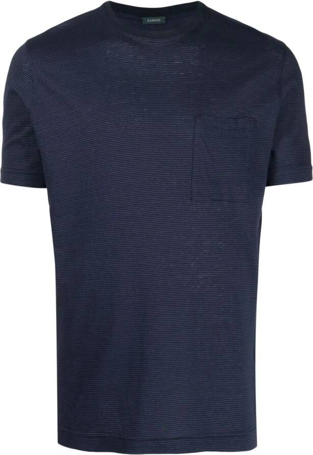 Zanone T-shirt met borstzak Blauw