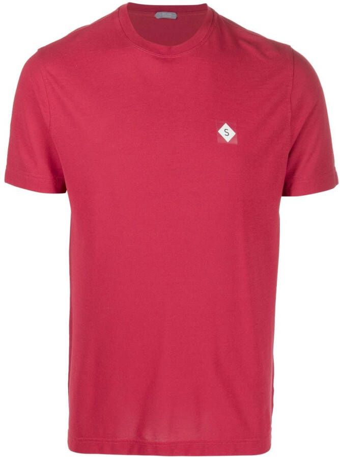 Zanone T-shirt met logopatch Rood
