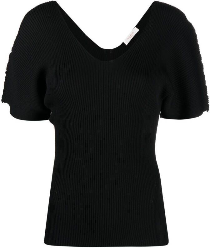 Zanone T-shirt met V-hals Zwart