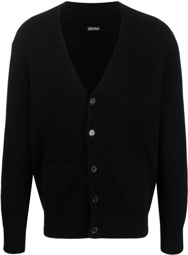 Zegna Ribgebreid vest Zwart