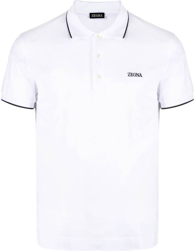 Zegna Poloshirt met geborduurd logo Wit
