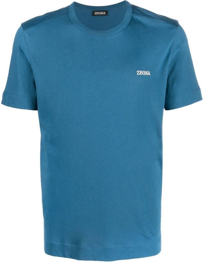 Zegna T-shirt met logodetail Blauw