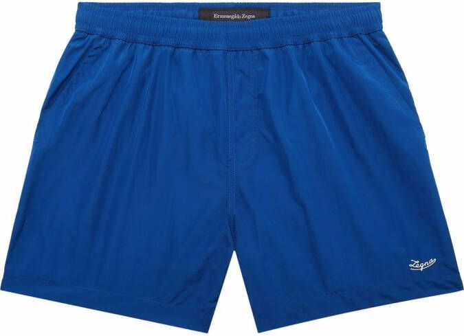 Zegna Shorts met geborduurd logo Blauw