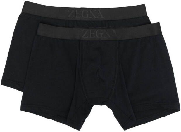 Zegna Twee boxershorts met logoband Zwart