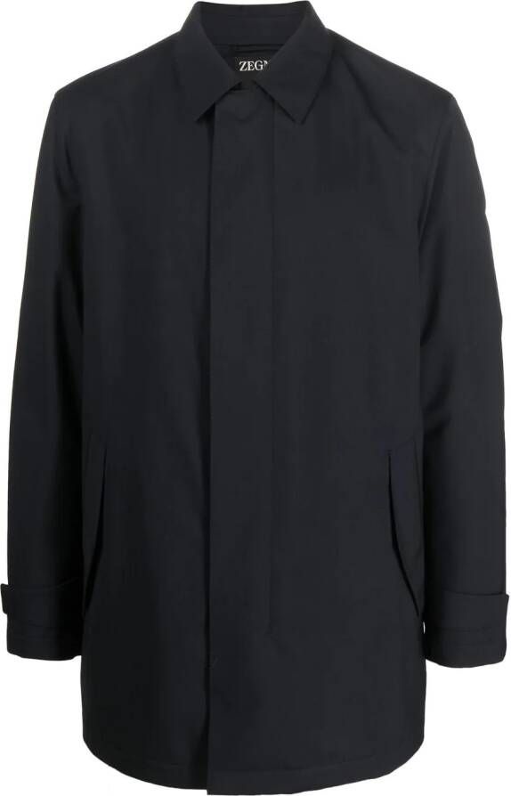 Zegna Mantel met enkele rij knopen Blauw