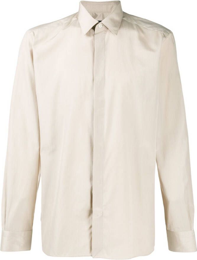 Zegna Overhemd met verborgen sluiting Beige