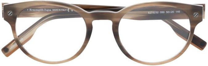 Zegna Bril met rond montuur Bruin