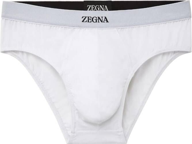 Zegna Katoenen slip met logoprint Wit