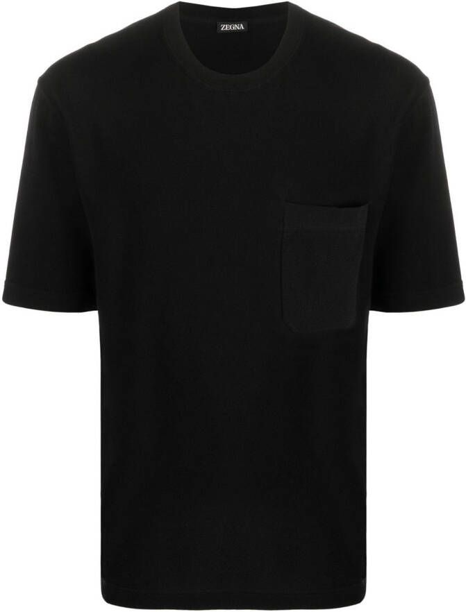 Zegna T-shirt met borstzak Zwart