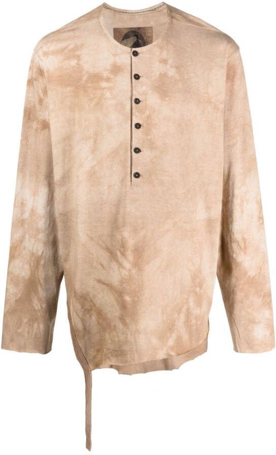 Ziggy Chen T-shirt met tie-dye print Beige
