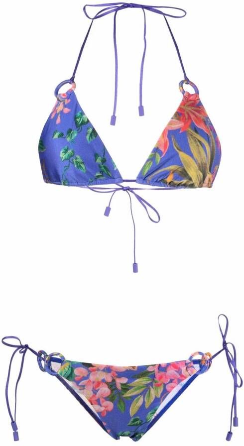 ZIMMERMANN Bikini met bloemenprint Blauw