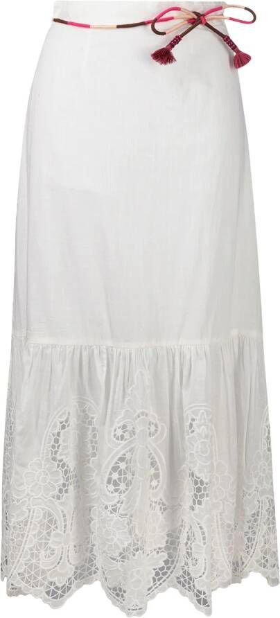 ZIMMERMANN Broderie anglaise midi-rok Wit