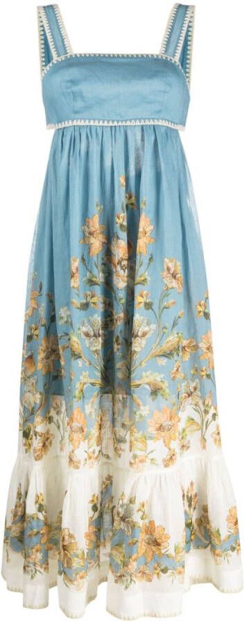 ZIMMERMANN Maxi-jurk met bloemenprint Blauw