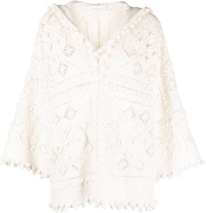 ZIMMERMANN Gehaakte hoodie Wit
