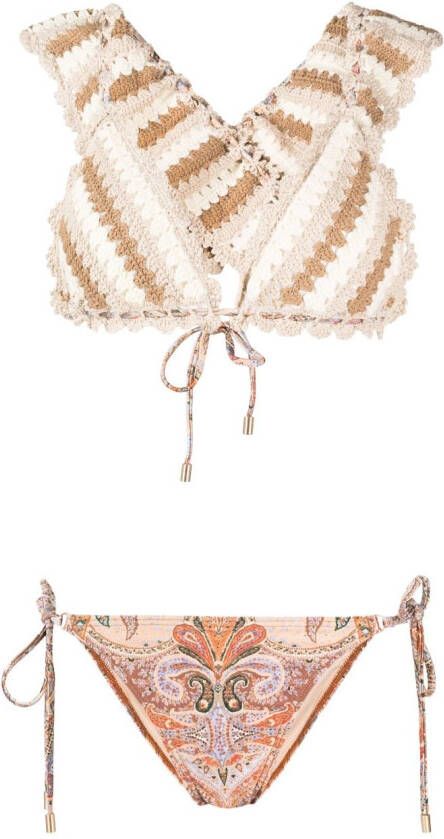 ZIMMERMANN Devi bikini met gehaakte afwerking Bruin