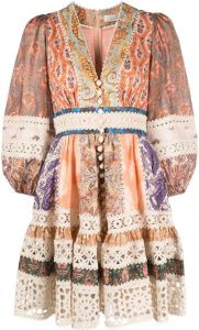 ZIMMERMANN Devi midi-jurk met paisley-print Beige