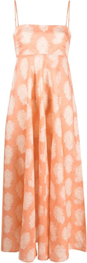 ZIMMERMANN Midi-jurk met paisley-print Oranje