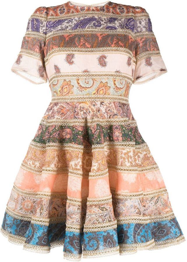 ZIMMERMANN Mini-jurk met split Beige