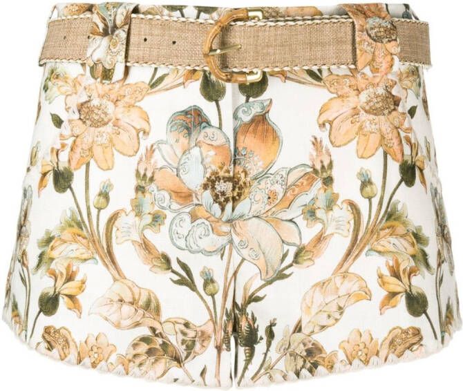 ZIMMERMANN Shorts met bloemenprint Wit