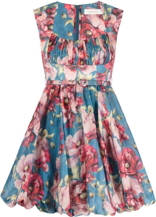 ZIMMERMANN Mini-jurk met bloemenprint Blauw