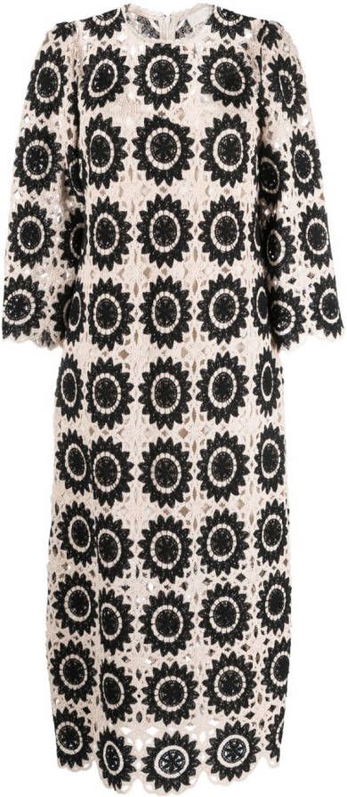 ZIMMERMANN Gehaakte midi-jurk Beige