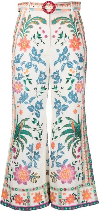 ZIMMERMANN Broek met bloemenprint Wit