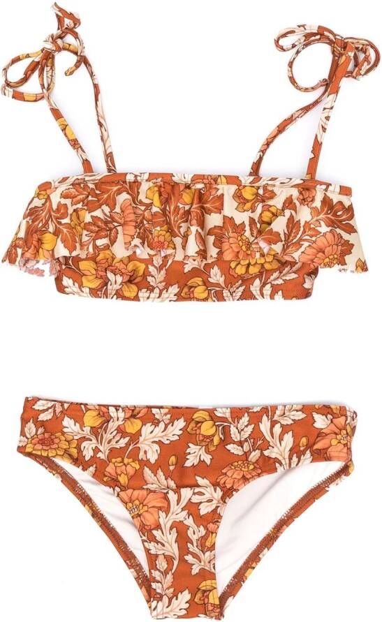 ZIMMERMANN Kids Bikini met bloemenprint Oranje