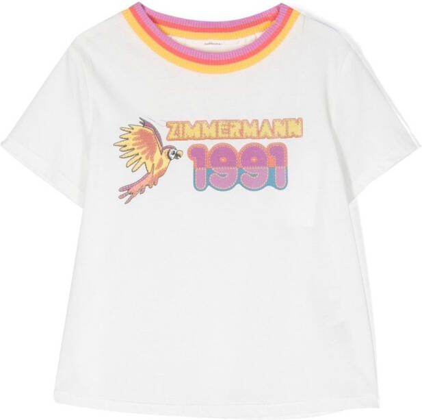 ZIMMER N Kids T-shirt met contrasterende kraag Wit