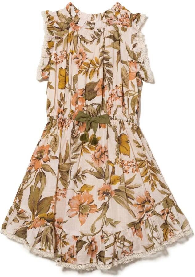 ZIMMER N Kids Midi-jurk met bloe print Roze