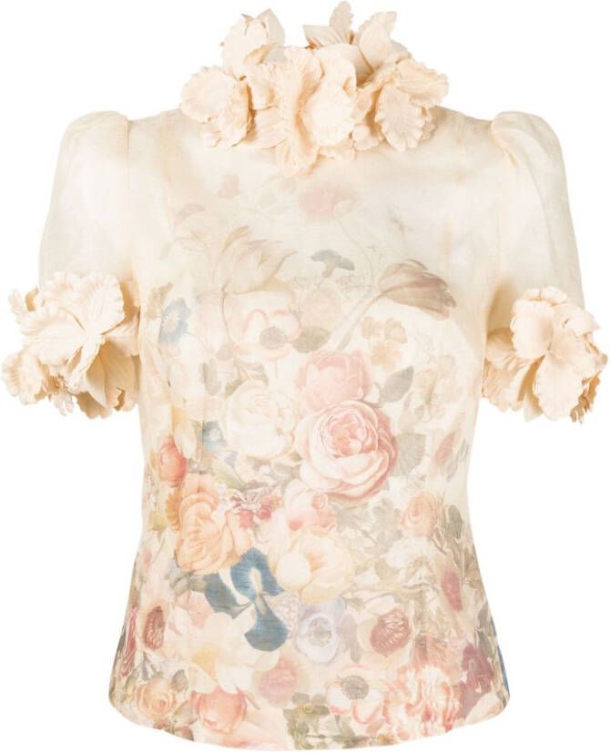 ZIMMERMANN Luminosity Liftoff blouse met bloemenprint Beige