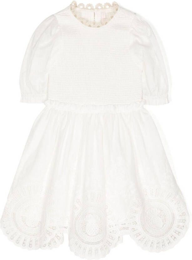 ZIMMERMANN Kids Midi-jurk met borduurwerk Wit