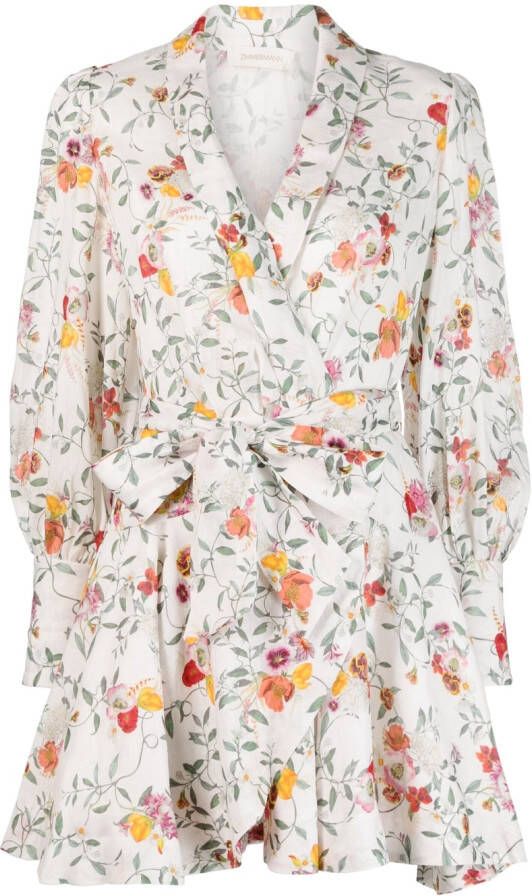 ZIMMERMANN Mini-jurk met bloemenprint Wit