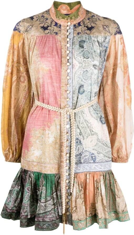 ZIMMERMANN Mini-jurk met paisley-print Beige