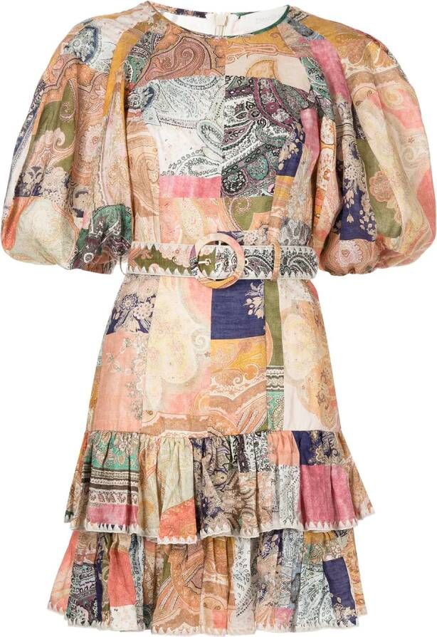 ZIMMERMANN Mini-jurk met patchwork Veelkleurig