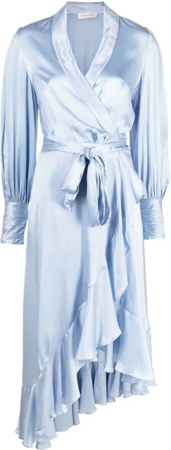 ZIMMERMANN Midi-jurk met ruche afwerking Blauw