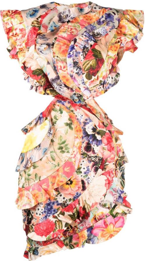ZIMMERMANN Mini-jurk met bloemenprint Roze