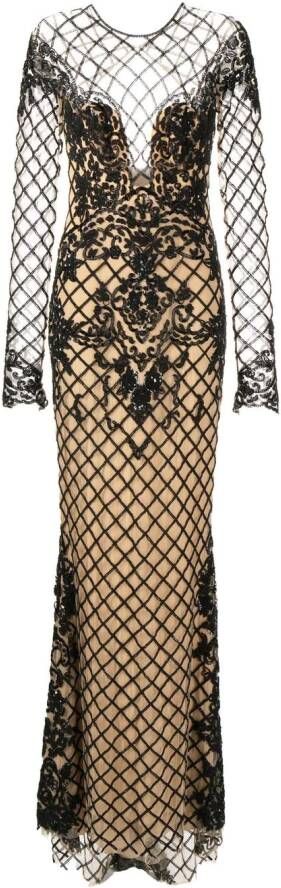Zuhair Murad Jurk met kralendetail Beige