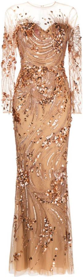 Zuhair Murad Maxi-jurk met pailletten Beige