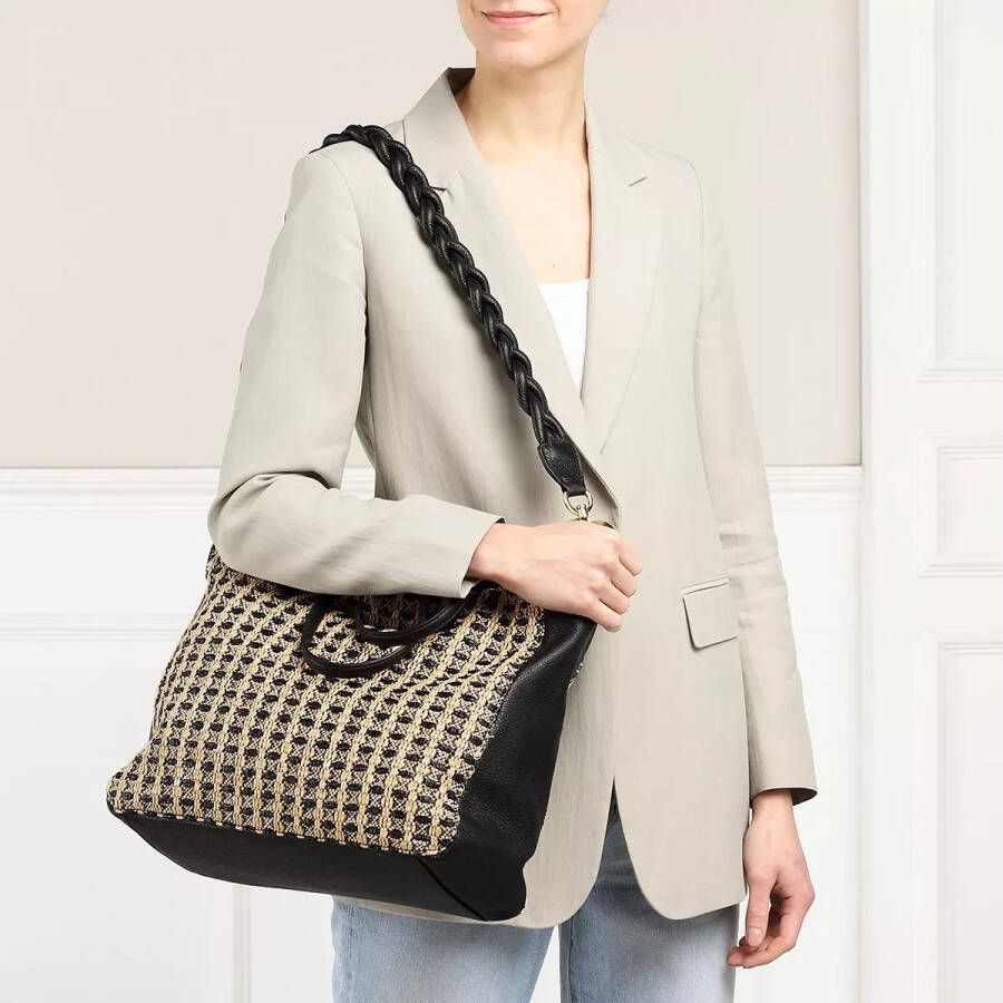 TOD'S Totes & shoppers Black Pebbled Leather Shopping Bag in zwart