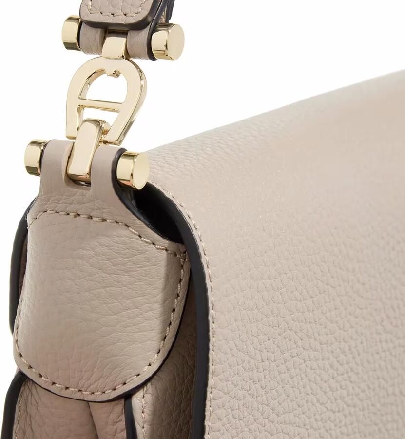 Aigner Klassieke Halvemaan Schoudertas Beige Dames