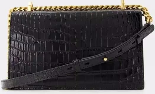 Alexander mcqueen Versierde Satchel Tas Noir Zwart Croc Black Dames