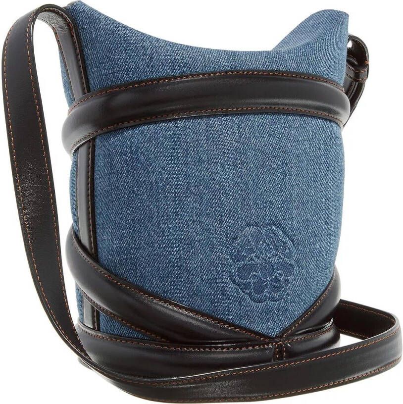 Alexander mcqueen Bucket bags Leather And Denim Curve Bucket Bag in blauw