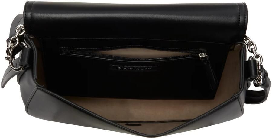 Armani Exchange Zwarte Schoudertas met Metalen Logo Black Dames