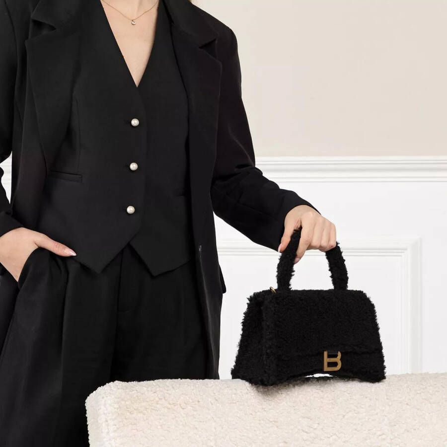 Balenciaga Crossbody bags Furry Hourglass Small Handbag With Strap in zwart