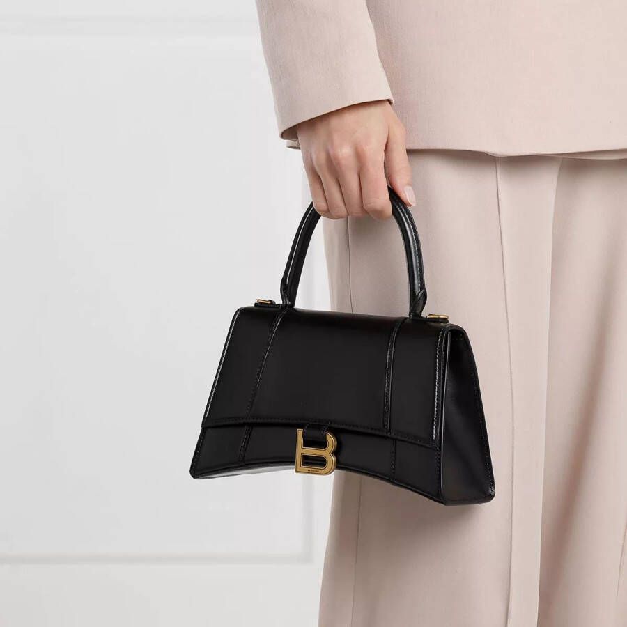 Balenciaga Satchels Hourglass Small Handle Gold Monogramm Bag in zwart