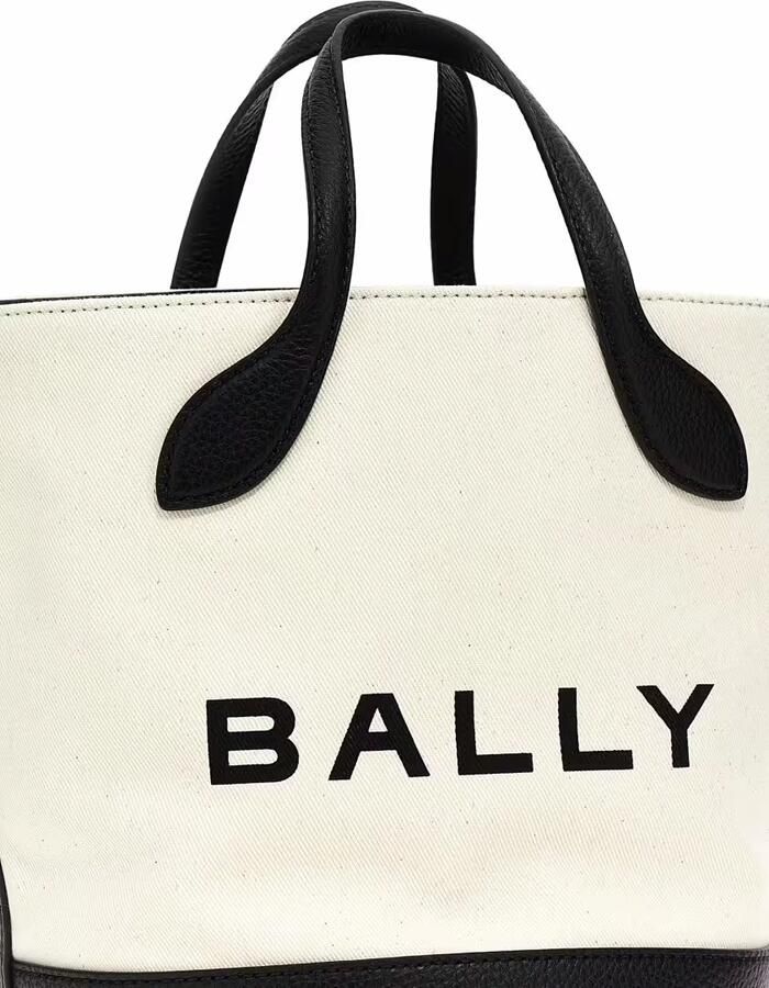 Bally Leren Bucket Tas in Wit en Zwart Black Heren