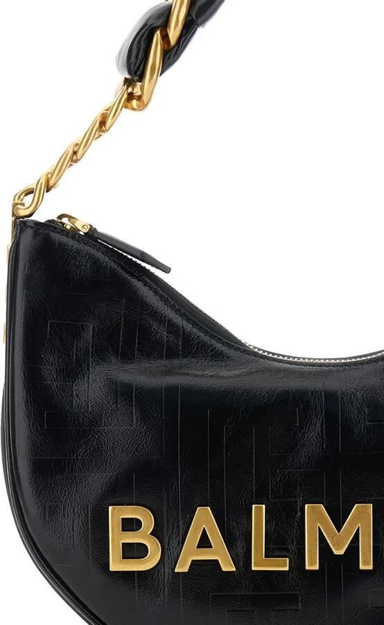 Balmain Stijlvolle Leren Schoudertas met Ketting Black Dames