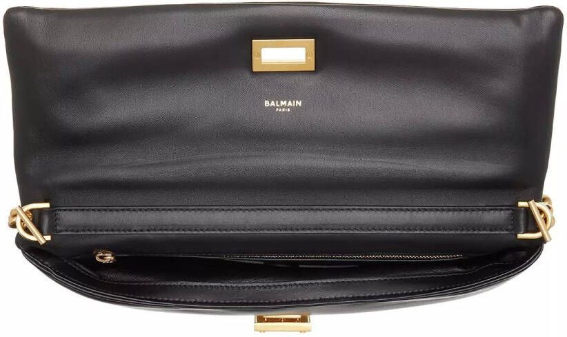 Balmain 1945 Soft clutch bag in smooth leather Black Dames