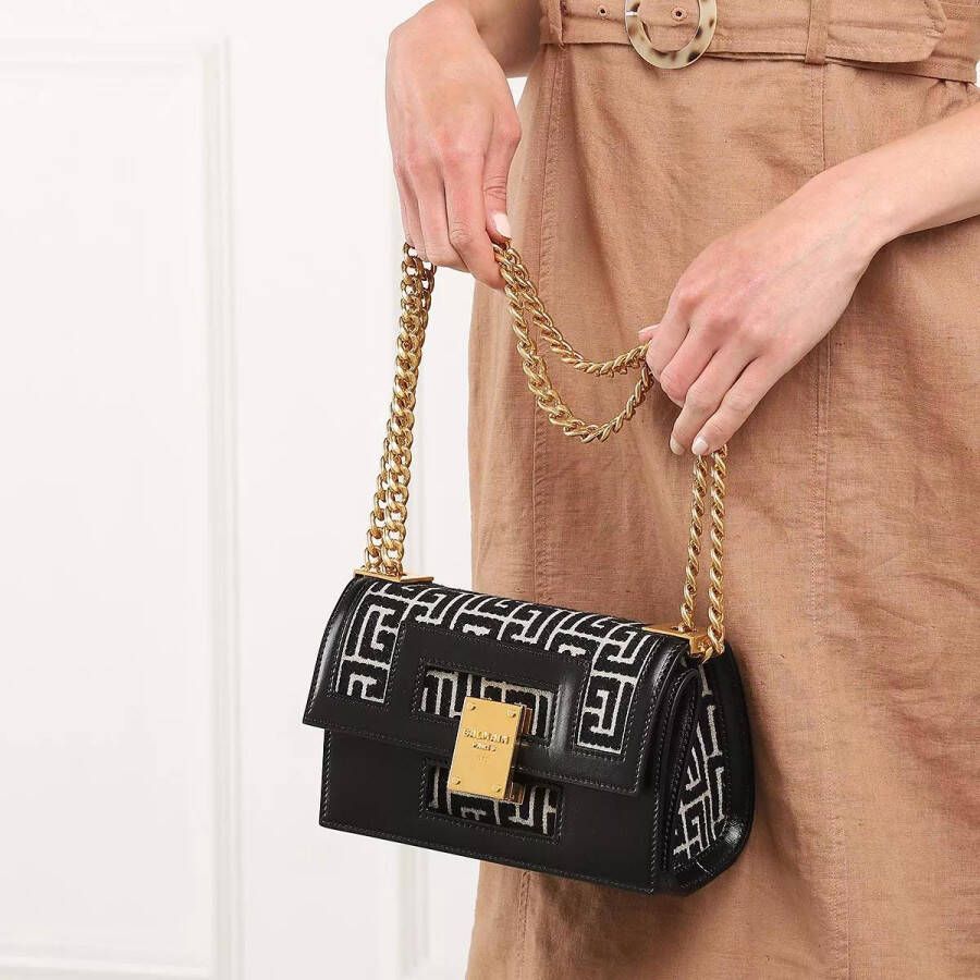 Balmain Kleine tweekleurige jacquard 1945 Heritage tas Black Dames
