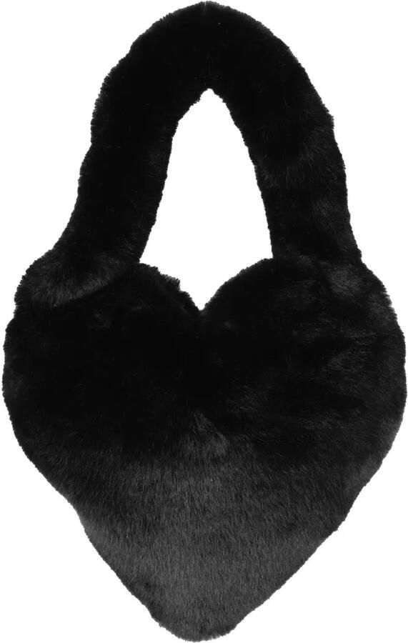 Blumarine Crossbody bags Heart-Shaped Faux Fur Bag With Silver Logo in zwart